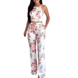 Casual Printed Sleeveless Women's Two Piece Pants Set
