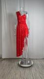 Summer Women's Solid Color Chic Slash Shoulder High Waisted Irregular Long Dress