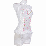 Embroidered Butterfly Patches  Lace-Up Garter Sexy Lingerie