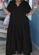 Plus Size Women Casual Button Turndown Collar Dress