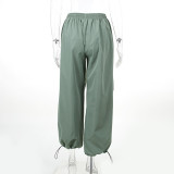 American High Waist Retro Street Style Straight Cargo Pants Spring Fashion Casual Trousers