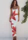 Summer Women Sexy Suspender Flower Print Maxi Dress