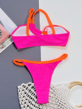 Women Sexy Bikini Strapless Contrast Color Two Pieces Swimwear