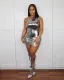 Summer Women's Fit Goldfinger Texture Sexy Slash Shoulder Pencil Skirt