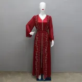 Women Muslim Beaded Robe Two Piece Set