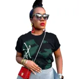 Women's Spring And Summer Print Loose Round Neck Plus Size Short Sleeve T-Shirt Top