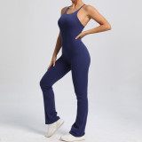 Adjustable Straps One-Piece Peach Butt Sports Fitness Micro-Flare Yoga Jumpsuit