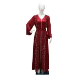 Women Muslim Beaded Robe Two Piece Set