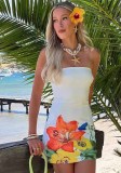 Women's Summer Sexy Strapless Slim Print Nightclub Dress