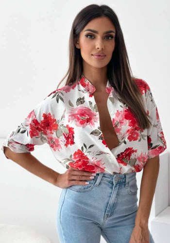 Summer Fashion Chic Career Single Breasted Short Sleeve Printed Shirt