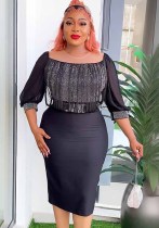 Women's Fashion Career Chic African Plus Size Dress