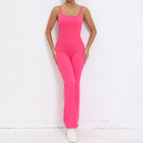 Adjustable Straps Women's Tight Fitting Quick-Drying Sports Fitness Bell Bottom One-Piece Yoga Jumpsuit