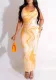 Women's Spring And Summer Casual Sleeveless Printed Round Neck Slim Long Dress