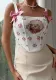 Street Sexy Lace-Up Low Back Camisole Fishbone Print Tunic Tank Top