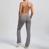Adjustable Straps One-Piece Peach Butt Sports Fitness Micro-Flare Yoga Jumpsuit