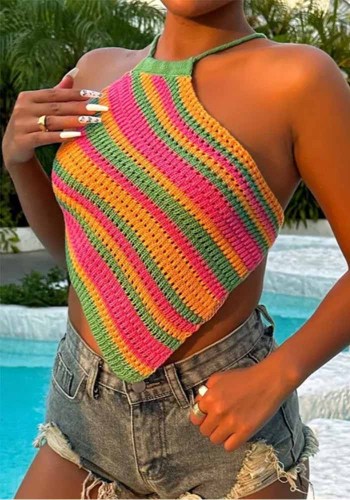 Women's Strapless Tops Beach Halter Neck Knitting Camisole