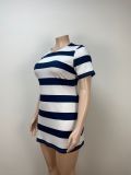 Plus Size Women Casual Striped Bodycon Dress