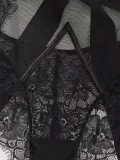 Women summer sexy mesh lace Halter Neck Lace-Up See-Through jumpsuit sexy lingerie