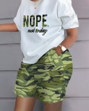 Plus Size Women Summer Print Casual Top and Shorts Two-piece Set
