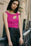 Women Streetwear Solid Off-Shoulder Backless Hollow Sexy Irregular Top