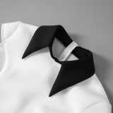 Women Summer Solid Casual Turndown Collar Sleeveless Fake Pocket Zipper Dress