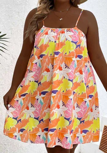 Plus Size Women Summer Holidays Loose Strap Dress