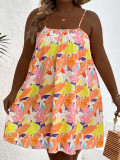Plus Size Women Summer Holidays Loose Strap Dress