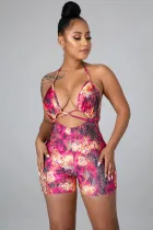 Summer Women halter print jumpsuit