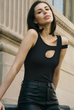 Women Streetwear Solid Off-Shoulder Backless Hollow Sexy Irregular Top