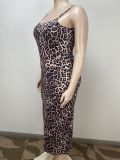 Plus Size Women Sexy Leopard Bodycon Dress
