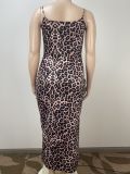 Plus Size Women Sexy Leopard Bodycon Dress