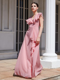 Spring And Summer Women's Solid Color Slim Bridesmaid Dress