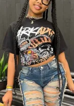 Women Skull Print Short Sleeve T-Shirt