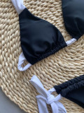 Sexy Bikini Patchwork Black And White Lace-Up Two Pieces Women's Swimwear