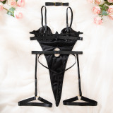 Summer Outdoor Wear Temptation Heart Print Underwire Push Up Body Shaping Bodysuit Women's Sexy Lingerie Set