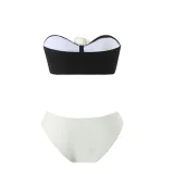 Color Block Sexy Floral Strapless Two Piece Bikini Mesh Long Skirt Three-Piece Swimsuit