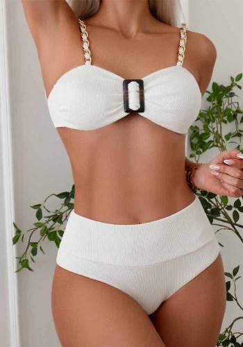 Two Pieces Solid Color Swimsuit