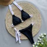 Sexy Bikini Patchwork Black And White Lace-Up Two Pieces Women's Swimwear
