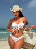 Solid Color Strapless Two Pieces Bikini Swimsuit
