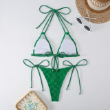 Sexy Solid Lace-Up Bikini Two Pieces Swimsuit