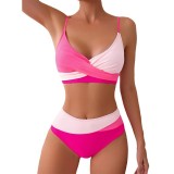Solid Color Block High Waist Sexy Bikini Two Pieces Swimsuit