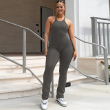 Sexy Cross Tank Fitness Yoga Jumpsuit Plus Size High Stretch Slim Fit Boot-Type Jumpsuit