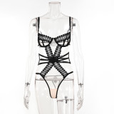 Lacemesh Patchwork Sexy See-Through Onesie Bodysuit Lingerie