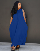 Women'S Fashion Cape Sleeveless Pocket Loose Dress
