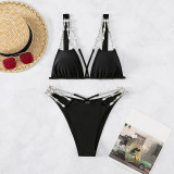 Women Solid Sexy Bikini Summer Swimsuit Two Pieces