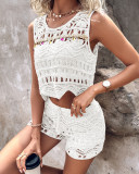 Women Casual Sleeveless Top and Shorts Two-piece Set