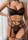Summer Sexy Lingerie Set See-Through Mesh Heart Shape Metal Buckle Sexy Four-Piece Set