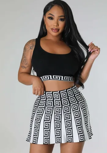 Women's Knitting Stretch Sports Casual Knitting Skirt Vest Two Piece Set
