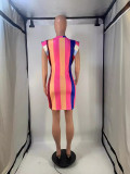 Fashion Print Striped Dress