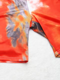 Plus Size Women Casual Tie Dye Print Top and Shorts Two-piece Set